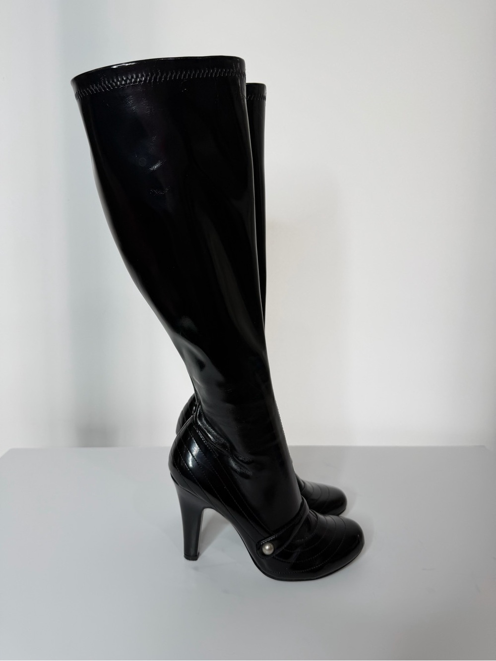 MIA Black Patent Stiletto Boots